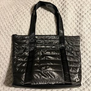 Peloton black puffer tote bag